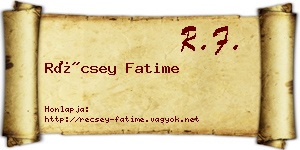 Récsey Fatime névjegykártya